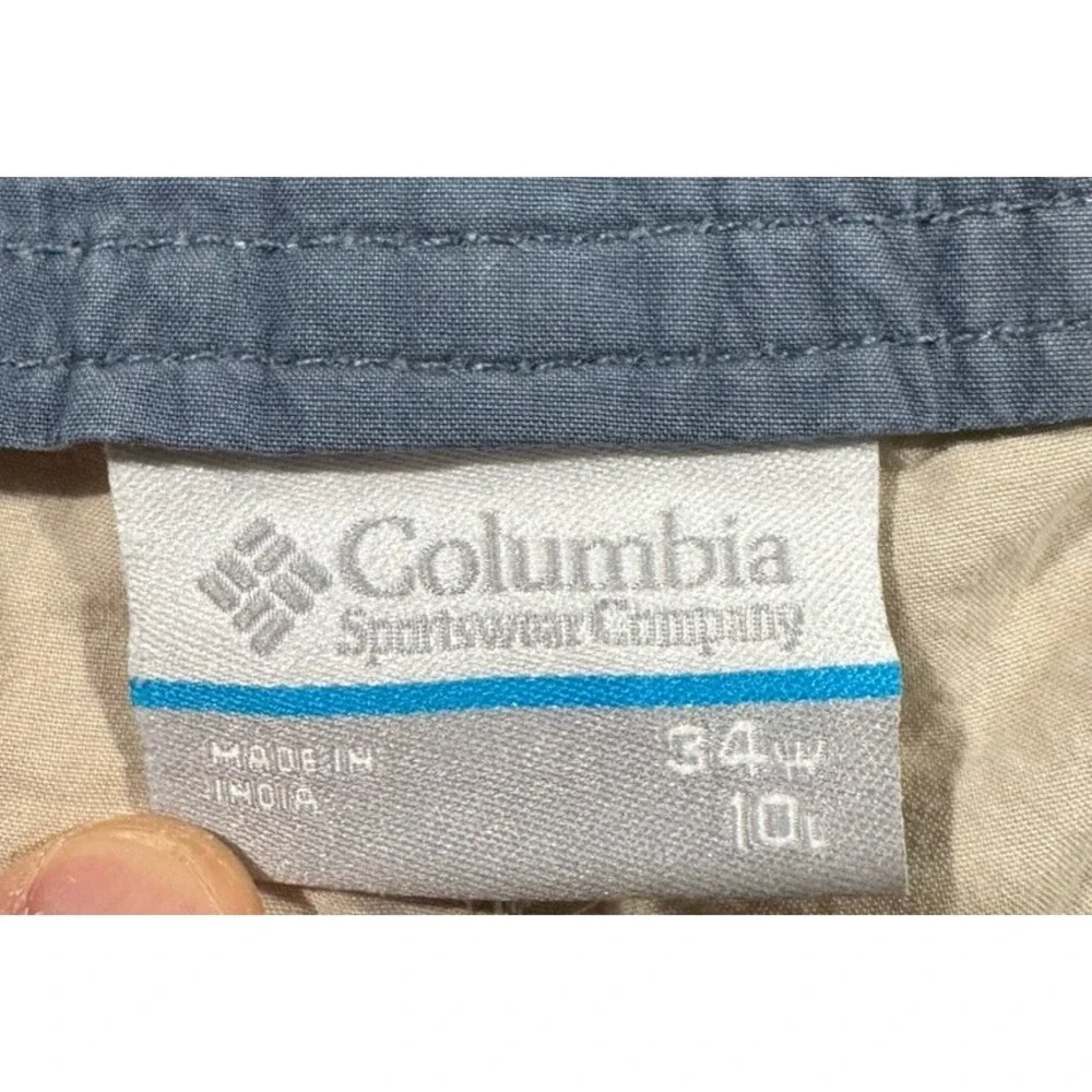 Columbia Chino Shorts Mens 34 Light Khaki Flat Front Lightweight Outdoor Hiking